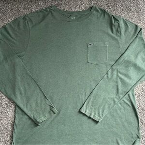 Vineyard Vines Men's Heathered Green Sage Long Sleeve Crewneck (XL) -like new